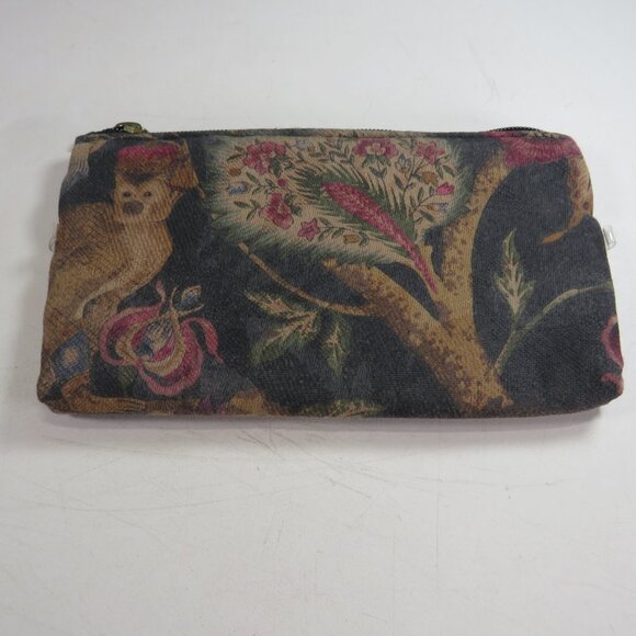 Vintage Animal Jungle Zippered Bag, padded, lined, mini purse, cosmetic Monkey - Picture 1 of 11
